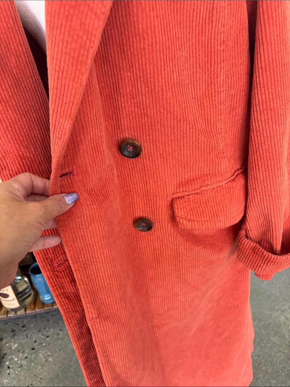 Free People Long Corduroy Trench Coat in Rust Orange - Picture 2 of 5